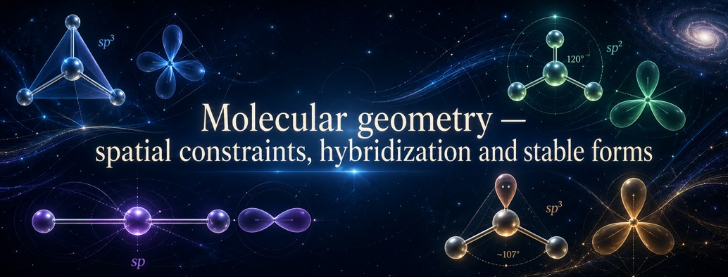 Molecular geometry showing stable forms arising from spatial constraints and bonding modes.