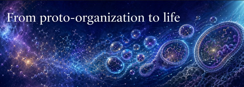 Transition between prebiotic chemical networks, compartmentalized systems, flows and first regimes of self-maintenance.
