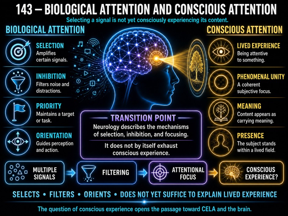 Biological attention and conscious attention.