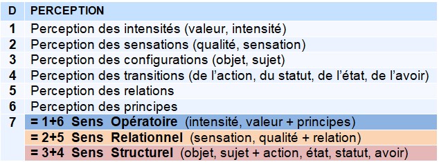 012 - Typologie des perceptions — Sens opératoire, relationnel et structurel Typologie des perceptions — Sens opératoire, relationnel et structurel